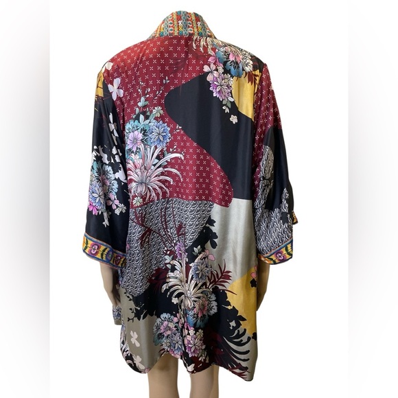 Johnny Was Avril Reversible Silk Blend /Velcet Colorful Floral Kimono Size S - Picture 11 of 11